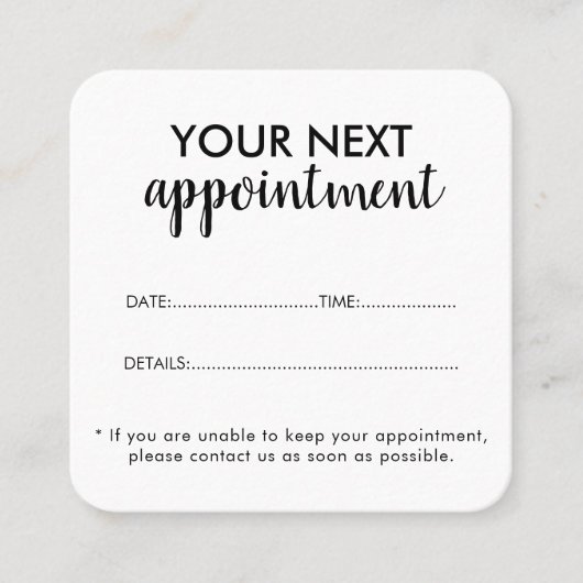 Trendy Modern Salon Appointment Reminder Card Afsprakenkaartje (Voorkant)