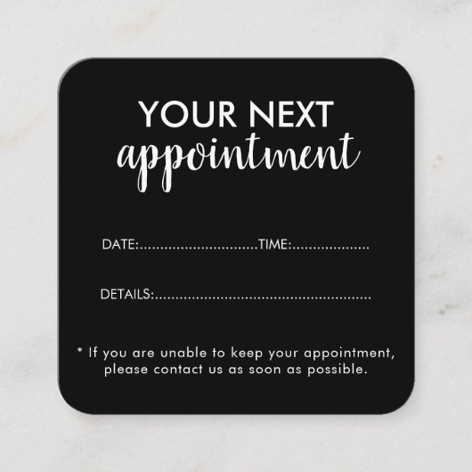 Trendy Modern Salon Appointment Reminder Card Afsprakenkaartje (Voorkant)