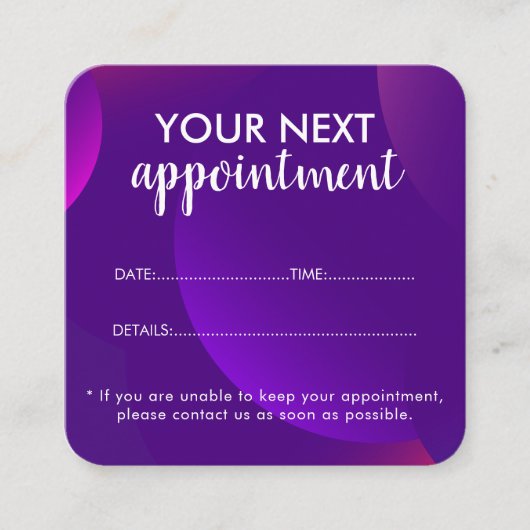 Trendy Modern Salon Appointment Reminder Card Afsprakenkaartje (Voorkant)