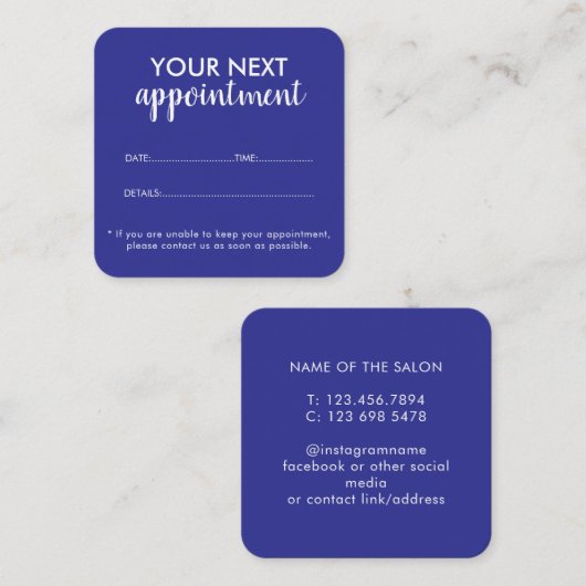 Trendy Modern Salon Appointment Reminder Card Afsprakenkaartje (Voorkant / Achterkant)