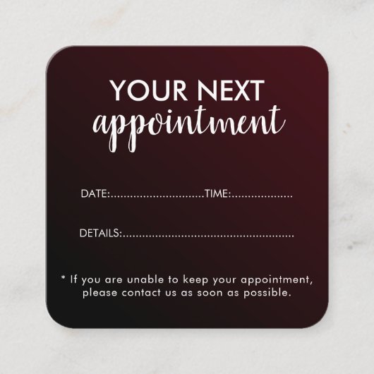 Trendy Modern Salon Appointment Reminder Card Afsprakenkaartje (Voorkant)