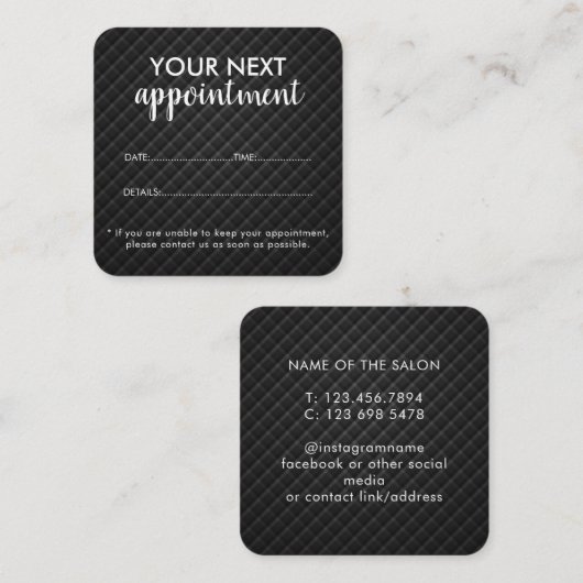 Trendy Modern Salon Appointment Reminder Card Afsprakenkaartje (Voorkant / Achterkant)