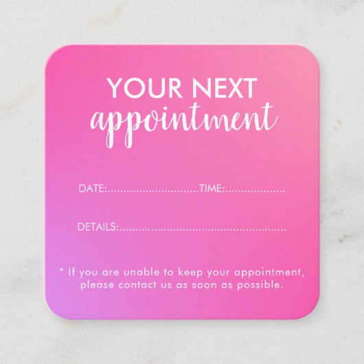 Trendy Modern Salon Appointment Reminder Card Afsprakenkaartje (Voorkant)