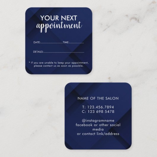 Trendy Modern Salon Appointment Reminder Card Afsprakenkaartje (Voorkant / Achterkant)