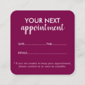 Trendy Modern Salon Appointment Reminder Card Afsprakenkaartje (Voorkant)