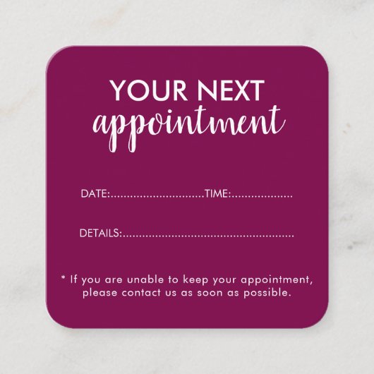 Trendy Modern Salon Appointment Reminder Card Afsprakenkaartje (Voorkant)