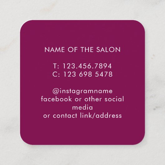 Trendy Modern Salon Appointment Reminder Card Afsprakenkaartje (Achterkant)