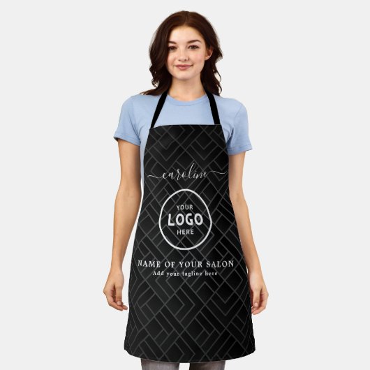 Trendy Modern Salon Logo Apron Schort (Gedragen)
