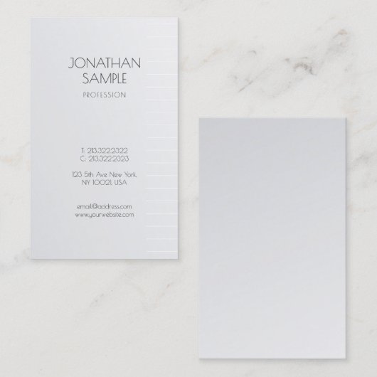 Trendy Modern Schoon Ontwerp Zilver Glamour Luxe Visitekaartje (Voorkant / Achterkant)