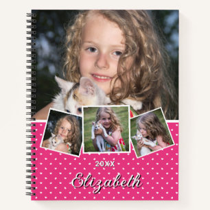 Trendy Modern Script 4 Fotocollage Aangepaste naam Notitieboek