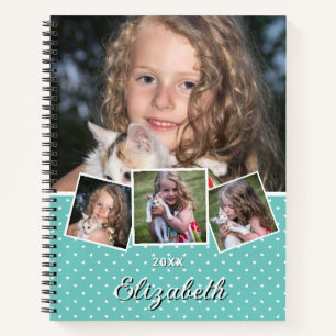 Trendy Modern Script 4 Fotocollage Aangepaste naam Notitieboek