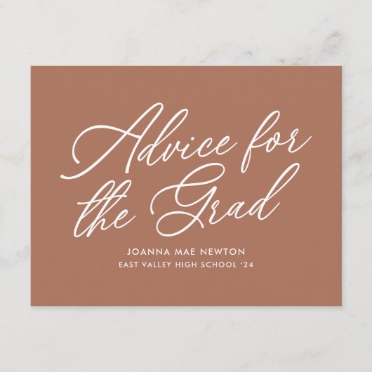 Trendy Modern Script-Afstuderen Advieskaart (Voorkant)