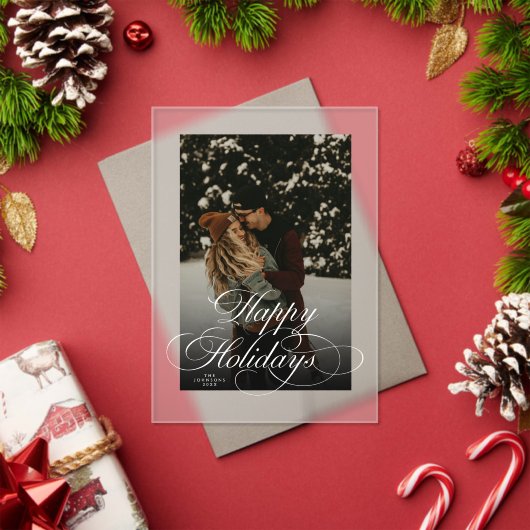 Trendy Modern Script & Arch 1 Photo Christmas Card Acryl Uitnodigingen (Insity (Feestdagen))