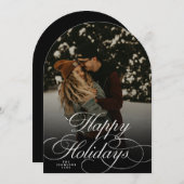 Trendy Modern Script & Arch 1 Photo Christmas Card Kaart (Voorkant / Achterkant)