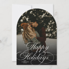 Trendy Modern Script & Arch 1 Photo Christmas Card Kaart