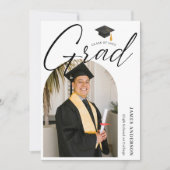 Trendy Modern Script Arch Photo Graduation  Aankondiging (Voorkant)