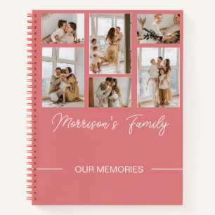 Trendy Modern Script familienaam & fotocollage Notitieboek