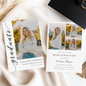 Trendy Modern Script Foto Afstudeer Uitnodiging