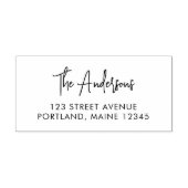 Trendy Modern Script Last Name Return-adres Zelfinktende Stempel (Design)