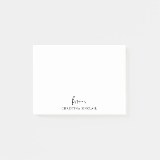 Trendy Modern Script Minimalistisch Gepersonalisee Post-it® Notes (Voorkant)