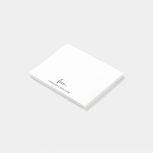 Trendy Modern Script Minimalistisch Gepersonalisee Post-it® Notes (Schuin)