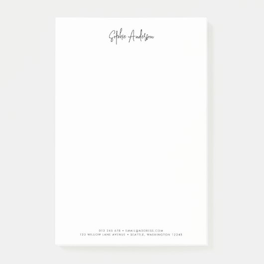 Trendy Modern Script minimalistisch gepersonalisee Post-it® Notes (Voorkant)