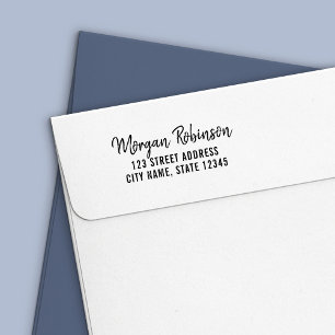 Trendy Modern Script Name Return Address Zelfinktende Stempel