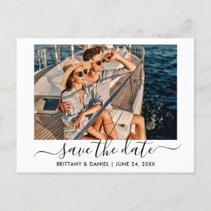 Trendy Modern Script Photo Save the Date Briefkaart