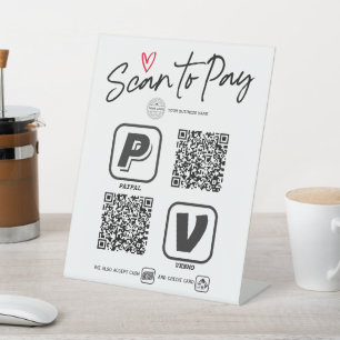 Trendy MOdern script QR code Scannen om teken te b Reclamebord Met Voetstuk