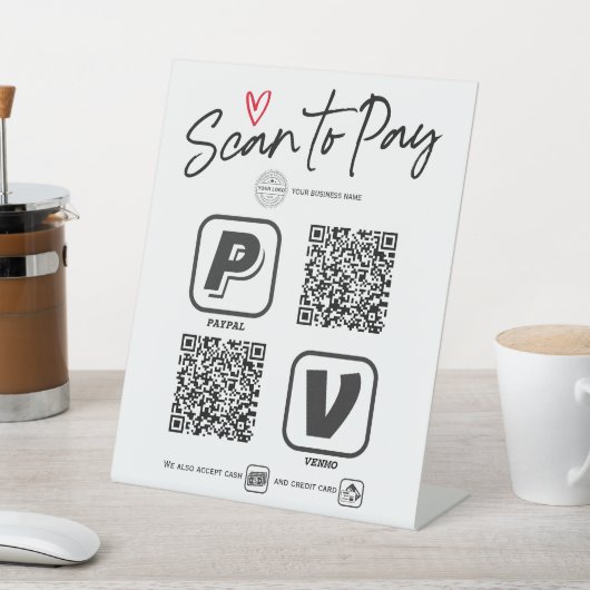 Trendy MOdern script QR code Scannen om teken te b Reclamebord Met Voetstuk (Insitu)