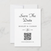 Trendy Modern Script QR Code Wedding Save The Date (Voorkant)