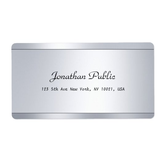 Trendy Modern Script Silver Sjabloon Shipping Cool Etiket (Voorkant)