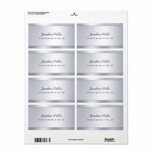 Trendy Modern Script Silver Sjabloon Shipping Cool Etiket (Full Sheet)
