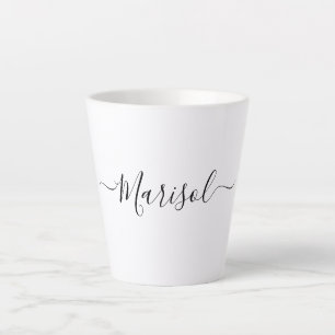 Trendy Modern Script Typografie Naam Latte Mok