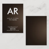 Trendy Modern Sepia Brown Monogram Visitekaartje (Voorkant / Achterkant)