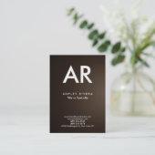 Trendy Modern Sepia Brown Monogram Visitekaartje (Staand voorkant)