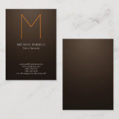 Trendy modern SEPİA bruin monogram Visitekaartje (Voorkant / Achterkant)