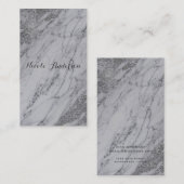 Trendy Modern Silver Glam Chic Marble Elegant Visitekaartje (Voorkant / Achterkant)