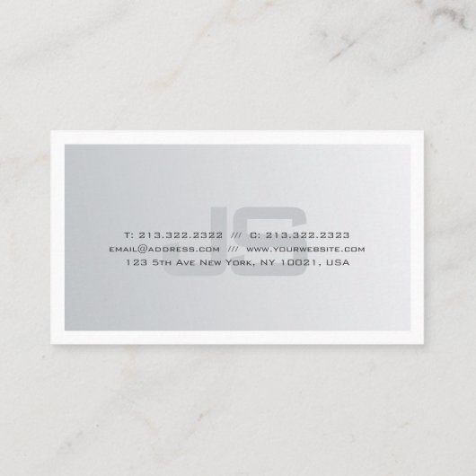Trendy Modern Silver Look Stijlvol Monogram Plain Visitekaartje (Achterkant)