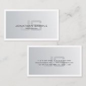Trendy Modern Silver Look Stijlvol Monogram Plain Visitekaartje (Voorkant / Achterkant)