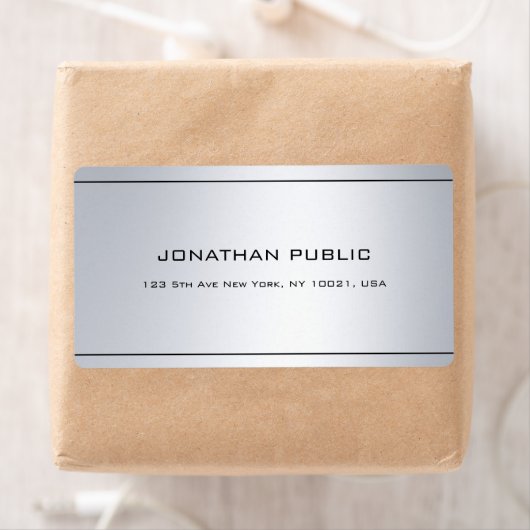 Trendy Modern Silver Sjabloon Verzendadres Etiket (Insitu)