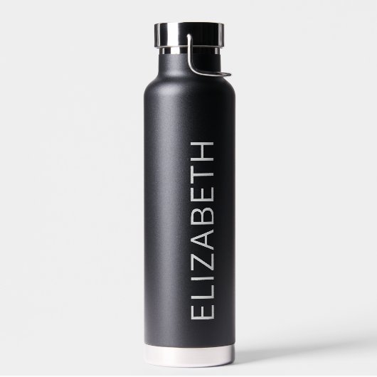 Trendy Modern Simple Personalized Name Black Grey Waterfles (Links)
