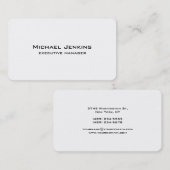 Trendy Modern Simple Plain White Executive Manager Visitekaartje (Voorkant / Achterkant)