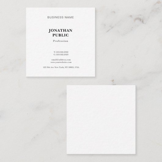 Trendy Modern Simple Professional Cool-Sjabloon Vierkante Visitekaartje (Voorkant / Achterkant)