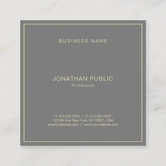 Trendy Modern Simple Professional-Sjabloon Luxe Vierkante Visitekaartje (Achterkant)