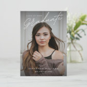 Trendy Modern Simple Script Two Photo Afstuderen Aankondiging (Staand voorkant)