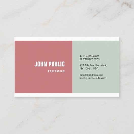 Trendy Modern Simple Sjabloon Elegant Colors Visitekaartje (Voorkant)