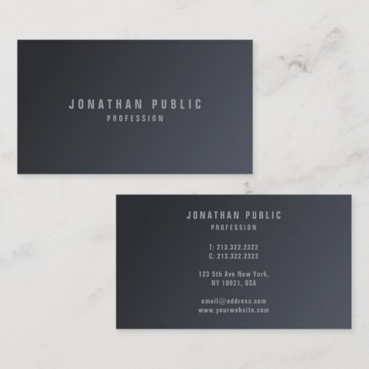 Trendy Modern Simple Template Elegant Dark Grey Visitekaartje (Voorkant / Achterkant)