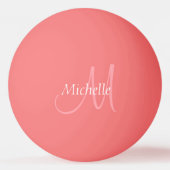 Trendy Modern Sjabloon Monogram Initiaal Roze Pingpongbal (Voorkant)