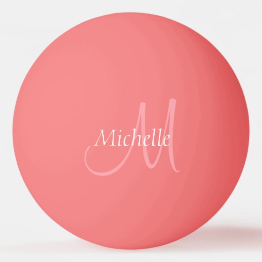 Trendy Modern Sjabloon Monogram Initiaal Roze Pingpongbal (Voorkant)